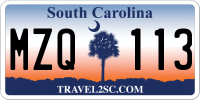 SC license plate MZQ113