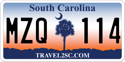 SC license plate MZQ114