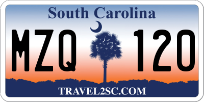 SC license plate MZQ120