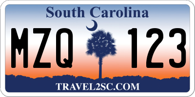 SC license plate MZQ123