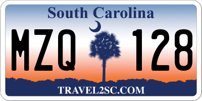 SC license plate MZQ128