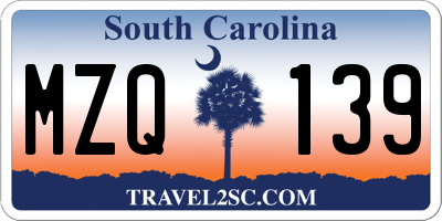 SC license plate MZQ139