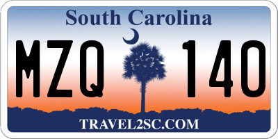 SC license plate MZQ140