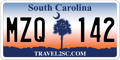 SC license plate MZQ142