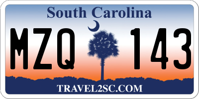 SC license plate MZQ143
