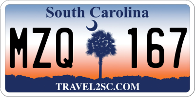 SC license plate MZQ167