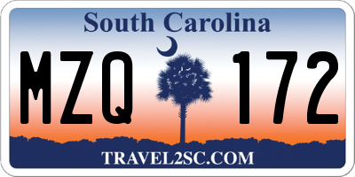 SC license plate MZQ172