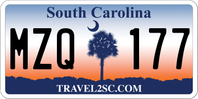 SC license plate MZQ177