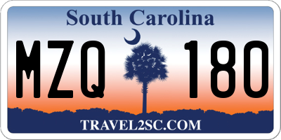 SC license plate MZQ180