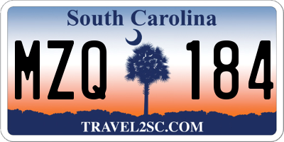 SC license plate MZQ184