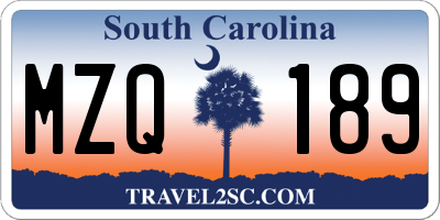 SC license plate MZQ189