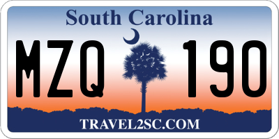 SC license plate MZQ190