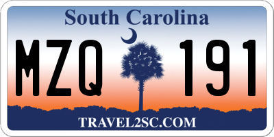 SC license plate MZQ191