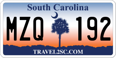 SC license plate MZQ192