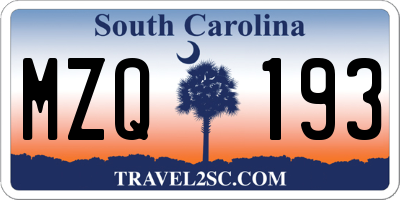 SC license plate MZQ193