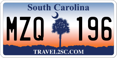 SC license plate MZQ196