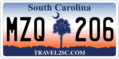 SC license plate MZQ206