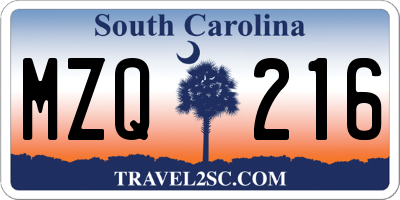 SC license plate MZQ216