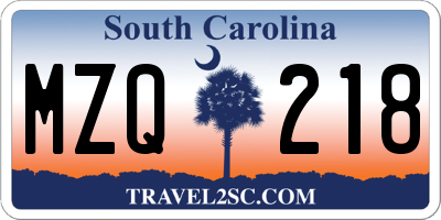 SC license plate MZQ218