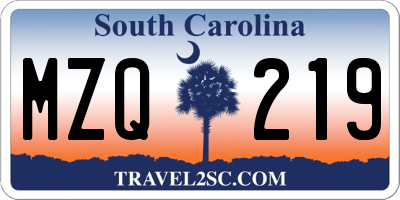 SC license plate MZQ219
