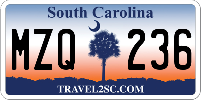 SC license plate MZQ236