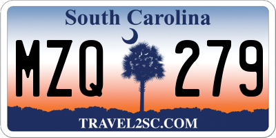 SC license plate MZQ279