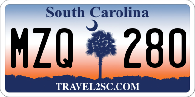 SC license plate MZQ280