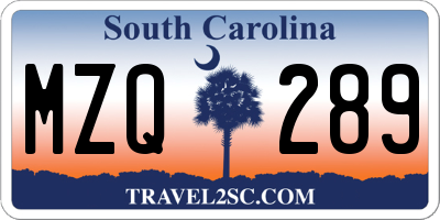 SC license plate MZQ289