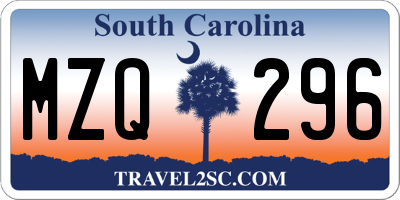 SC license plate MZQ296