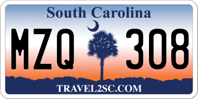 SC license plate MZQ308