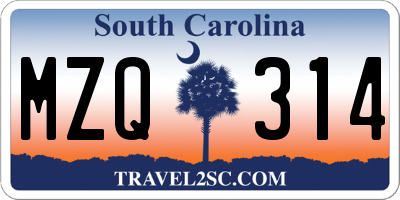 SC license plate MZQ314