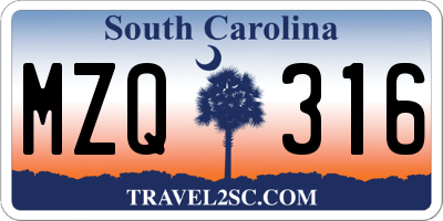 SC license plate MZQ316