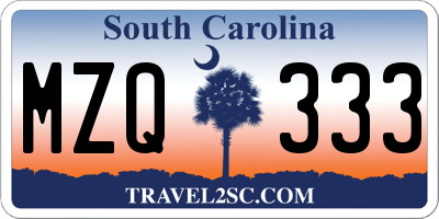 SC license plate MZQ333