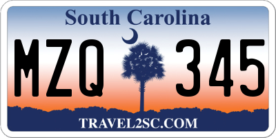 SC license plate MZQ345