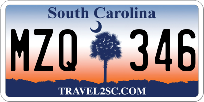 SC license plate MZQ346