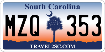 SC license plate MZQ353