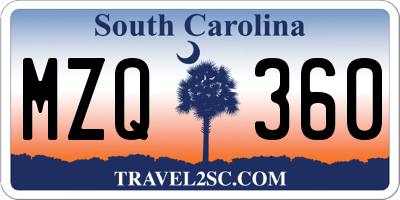 SC license plate MZQ360
