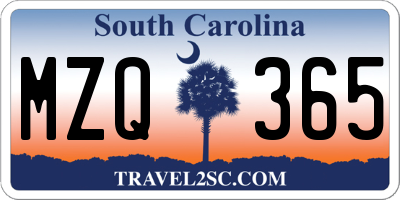 SC license plate MZQ365