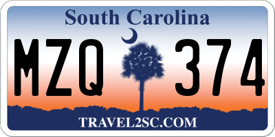 SC license plate MZQ374