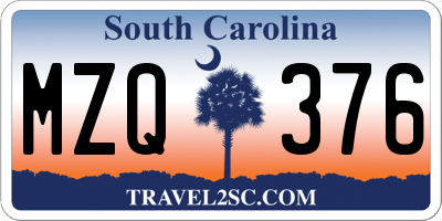 SC license plate MZQ376