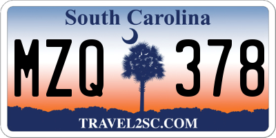 SC license plate MZQ378