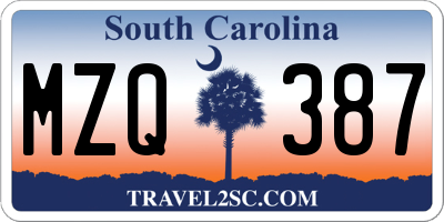 SC license plate MZQ387