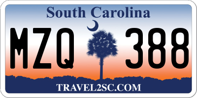 SC license plate MZQ388