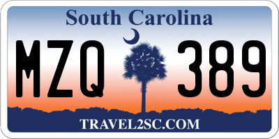 SC license plate MZQ389
