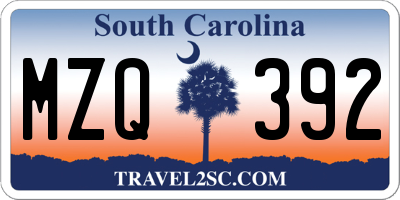 SC license plate MZQ392