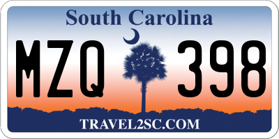 SC license plate MZQ398