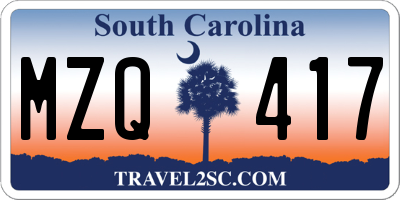 SC license plate MZQ417