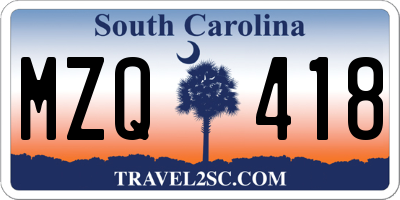 SC license plate MZQ418