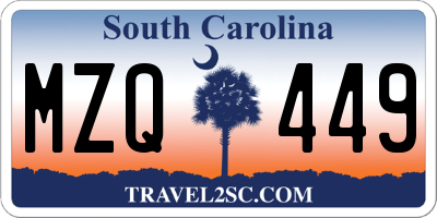SC license plate MZQ449