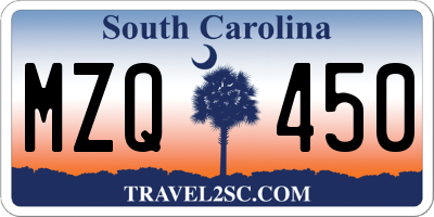 SC license plate MZQ450